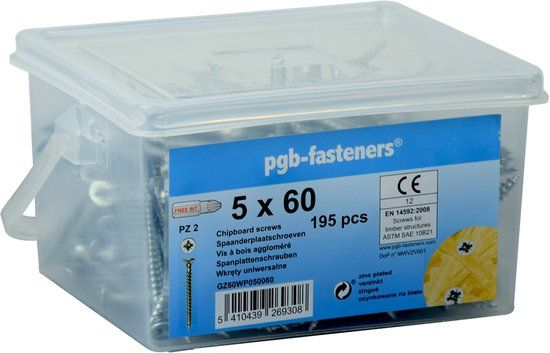 pgb-Europe PGB-FASTENERS SpaanplaatschroefVZK Ø 5x60 Zn/Emmer 195 | 195 st