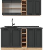 Vicco R-Line Eenpersoonskeuken – 160 cm, WB Antraciet Antraciet landhuis/gouden eik