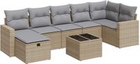 vidaXL 8-delige loungeset met kussens, polyrattan, beige