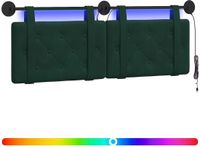 vidaXL Hangend Hoofdbord Met LED-verlichting Donkergroen Fluweel