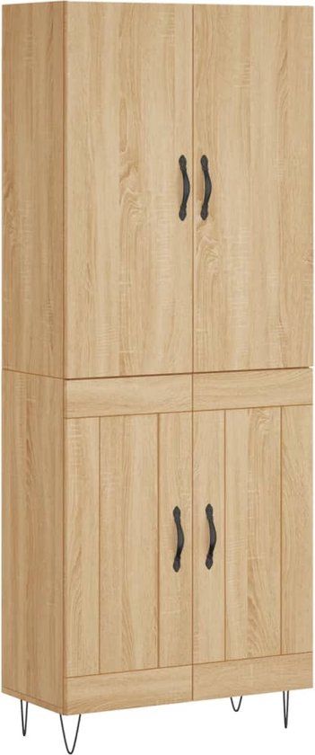 vidaXL Hoge kast 69,5x34x180 cm bewerkt hout sonoma eikenkleurig
