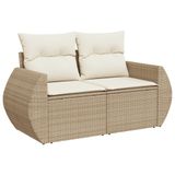 vidaXL 6-delige Loungeset met kussens, polyrattan, beige