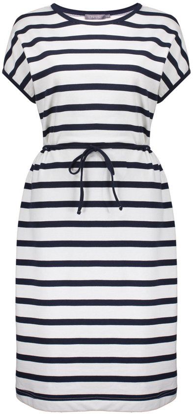 Geisha Jurk Gestreepte Jurk Met Koorddetail 67111 20 Ecru/navy Dames Maat - XL