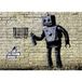 Homemania Muurfoto, geïnspireerd door autors Banksy robotdecoratie, kunstdruk, digitale druk, frame, meerkleurig, hout, katoen, 70 x 50 x 3 cm
