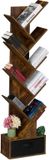 Merkloos Relaxdays Boekenkast - Boomvorm - 9 etages - 146x38x22 cm - Industrieel - Bruin