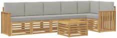 vidaXL - Buiten - bank - set - 7 - st - Wit - en - Lichtgrijs - Polyester
