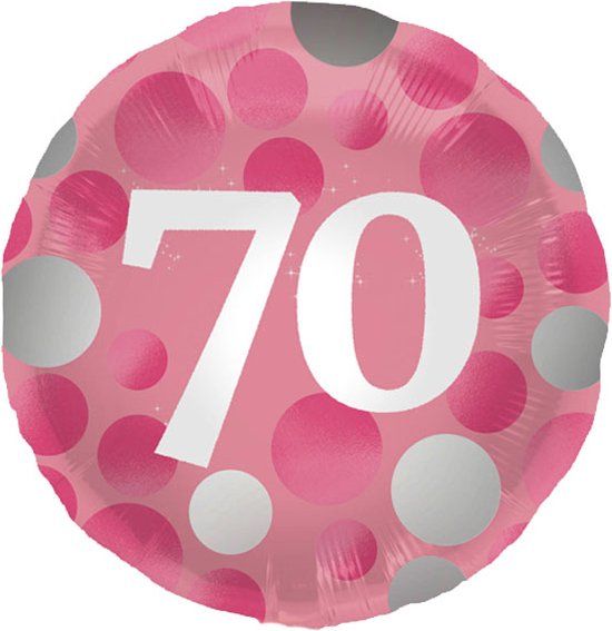 Folat Folieballon Glossy Pink 70 Jaar - 45cm