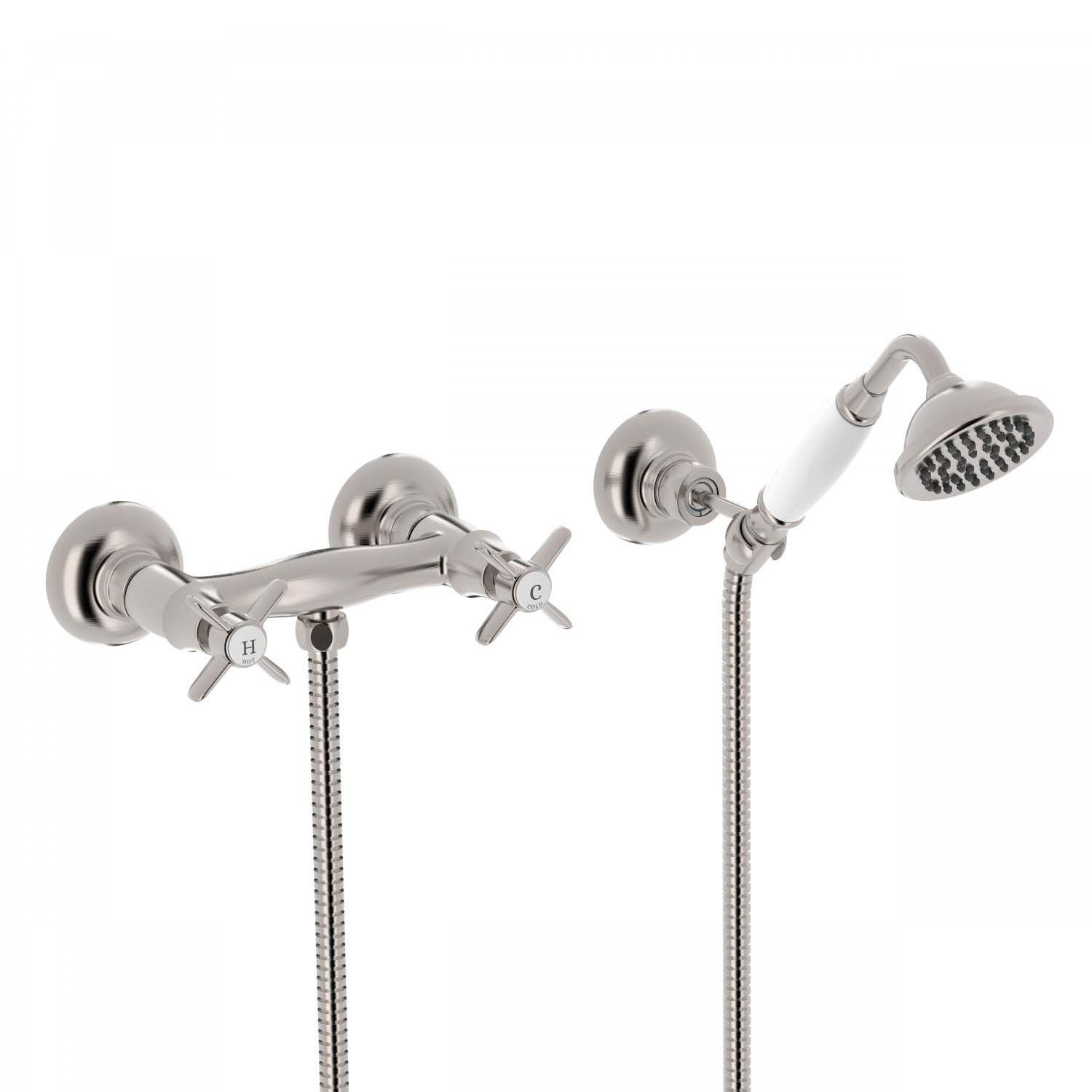 Tres Douchemengkraan Tres Classic 2 Kruisgreep Incl. Handdouche en Doucheslang RVS