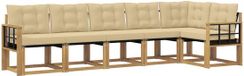 vidaXL Hoek loungeset 6-delig Wit en Beige Acacia Hout