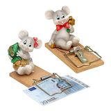 Geldgeschenk Muis op muizenval Geldgeschenk in set van 2, 4 x 10 x 6 cm, kleurrijk