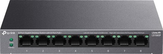 TP-Link LiteWave LS108GP netwerk-switch Unmanaged Gigabit Ethernet (10/100/1000) Power over Ethernet (PoE) Zwart