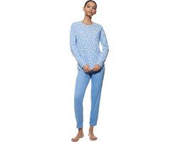 Mey Pyjama Serie Flower Meadow Dames Lange Mouw Gebloemd Katoen Blauw Zijde 3XL