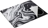 Chefcare Inductie Beschermer Abstracte Kunst - Zwart met Wit - 77x59 cm - Inductie Mat