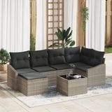 vidaXL Tuin Eettafel Set 7-delig Lichtgrijs