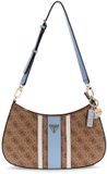 GUESS Noelle II Top Zip Shoulder Bag Latte Logo / Light Blue