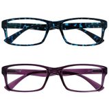 Leesbril Blauwe Schildpad & Purper Lezers Waarde 2 Stuks Mannen Vrouwen UVR2092BL_P +2,50
