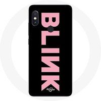 Maniacase Hoesje voor Xiaomi Redmi Note 5 AI Dual Camera Blink Fandom Blackpink Pink Logo Zwarte Achtergrond