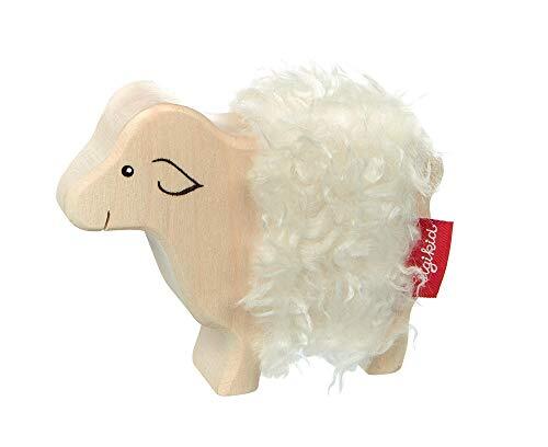 Sigikid 39510 houten dier schaap Cudly Wudly meisjes en jongens babyspeelgoed aanbevolen vanaf 3 jaar natuur/wit