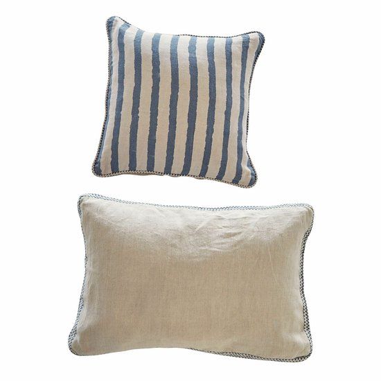 LOBERON Kussenhoes set van 2 Alarindor linnen/blauw