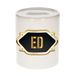 Bellatio Decorations Ed Spaarpot - wit - met goud/zwart embleem - 8 x 9 cm - keramiek - met afsluitdop - cadeau verjaardag