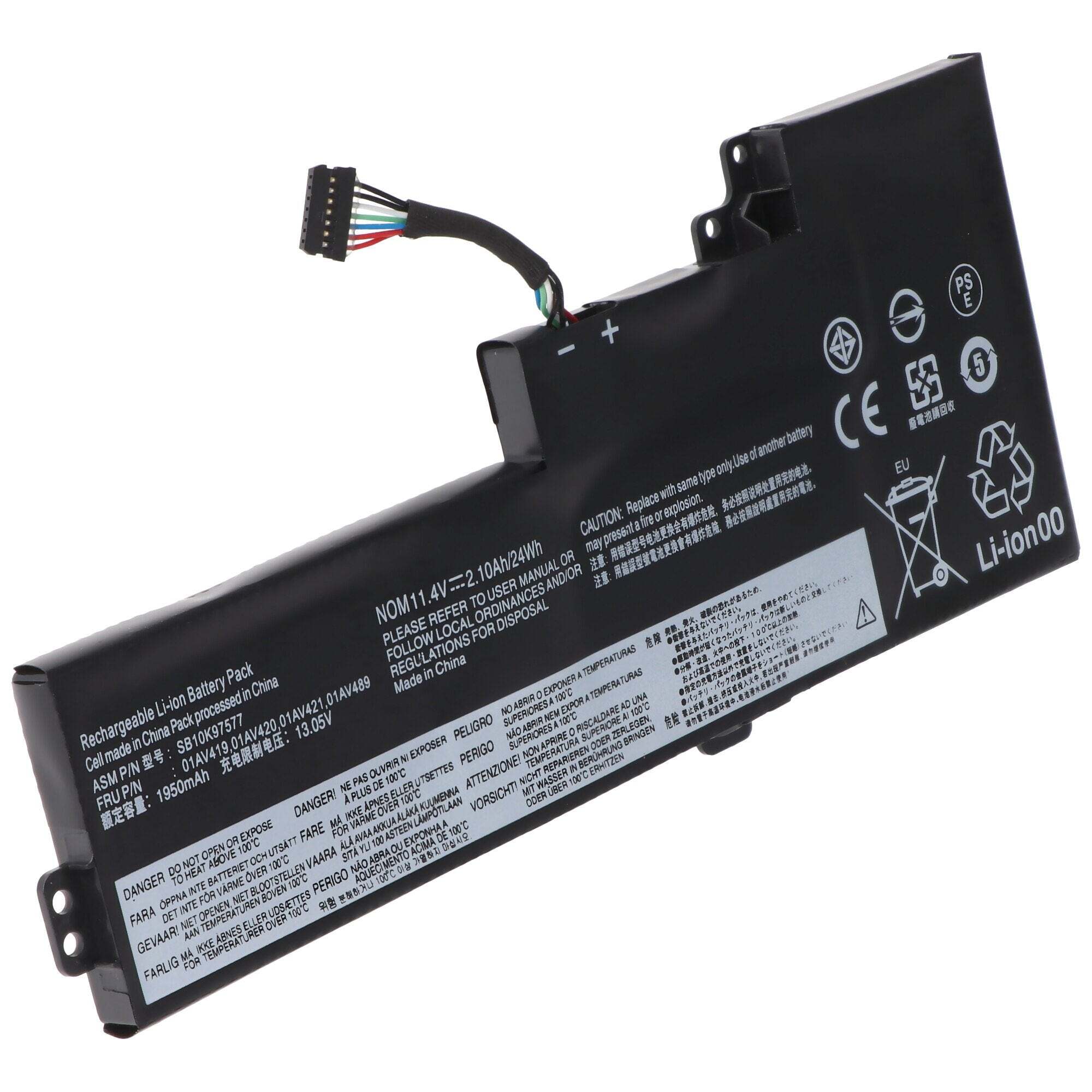 ACCUCELL Batterij geschikt voor Lenovo ThinkPad T480, Li-Polymer, 11.4V, 2100mAh, 24Wh - intern - Controleer