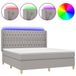vidaXL Boxspringbed met matras en LED-verlichting, lichtgrijs, 180x200 cm, gestoffeerd