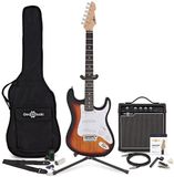 Gear4music LA Elektrische Gitaar, Sunburst, + 15W Versterker & Accessoirepakket