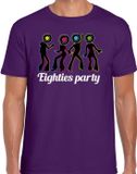 Bellatio Decorations Verkleed shirt heren - eighties party - paars - 80s - foute party - carnaval S