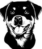 Woonfusion Muurdecoratie - Wanddecoratie - Dieren - Honden - Rottweiler - L - 45x60cm - Zwart