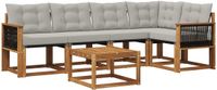 vidaXL - Buiten - bank - set - 5 - zitplekken - Naturel en lichtgrijs - Acacia hout