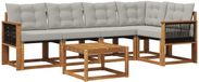 vidaXL - Salon d'extérieur - 5 places - Naturel et gris clair - Bois d'acacia