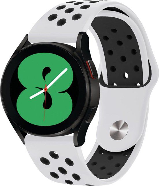 iMoshion Siliconen sport 20 mm bandje - Wit / Zwart - Geschikt voor Samsung Galaxy Watch 6 / 5 / 4 / 3 - Garmin Venu / 2 plus / Sq - Forerunner 245 / 55