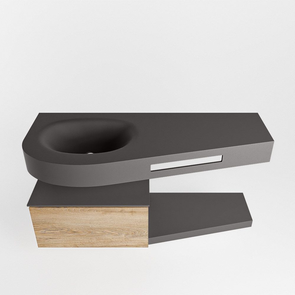 Mondiaz Riva Dulcet badkamermeubel links 120cm Dark Grey/Washed Oak