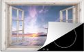 Merkloos KitchenYeah® Inductie beschermer 77x51 cm - Doorkijk - Zee - Eiland - Inductie beschermer