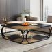 Tribesigns Table basse carrée 100x100x50 cm bois marron clair et noir design industriel avec étagère inférieure surface facile à nettoyer