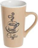 Secret de Gourmet tasse à café haute / mug avec anse - beige - céramique - 500 ml - impression café - vaisselle - boissons chaudes