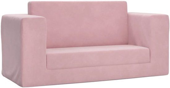 vidaXL Kinderslaapbank - 2-zits - zacht - pluche - roze
