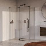 Brauer Stellar Douchecabine met Draaideur - Helder Glas - 140x100x200 cm - Omkeerbaar - incl. Glascoating - PVD Gunmetal Geborsteld