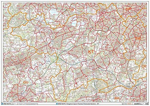 Kingston-Upon-Thames - KT - Postcode Wall Map - Paper