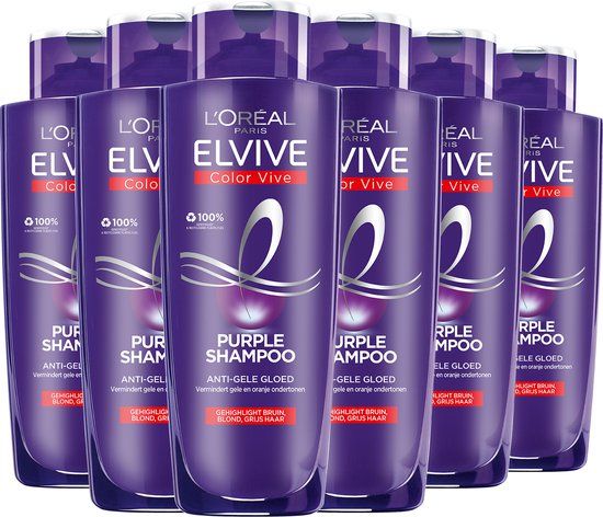 L'Oréal Paris Elvive Color Vive Purple Shampoo - 6 x 200ml - For Blonde & Grey Hair