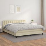 Maison Exclusive - Lit boxspring avec matelas Crème 180 x 200 cm, simili cuir