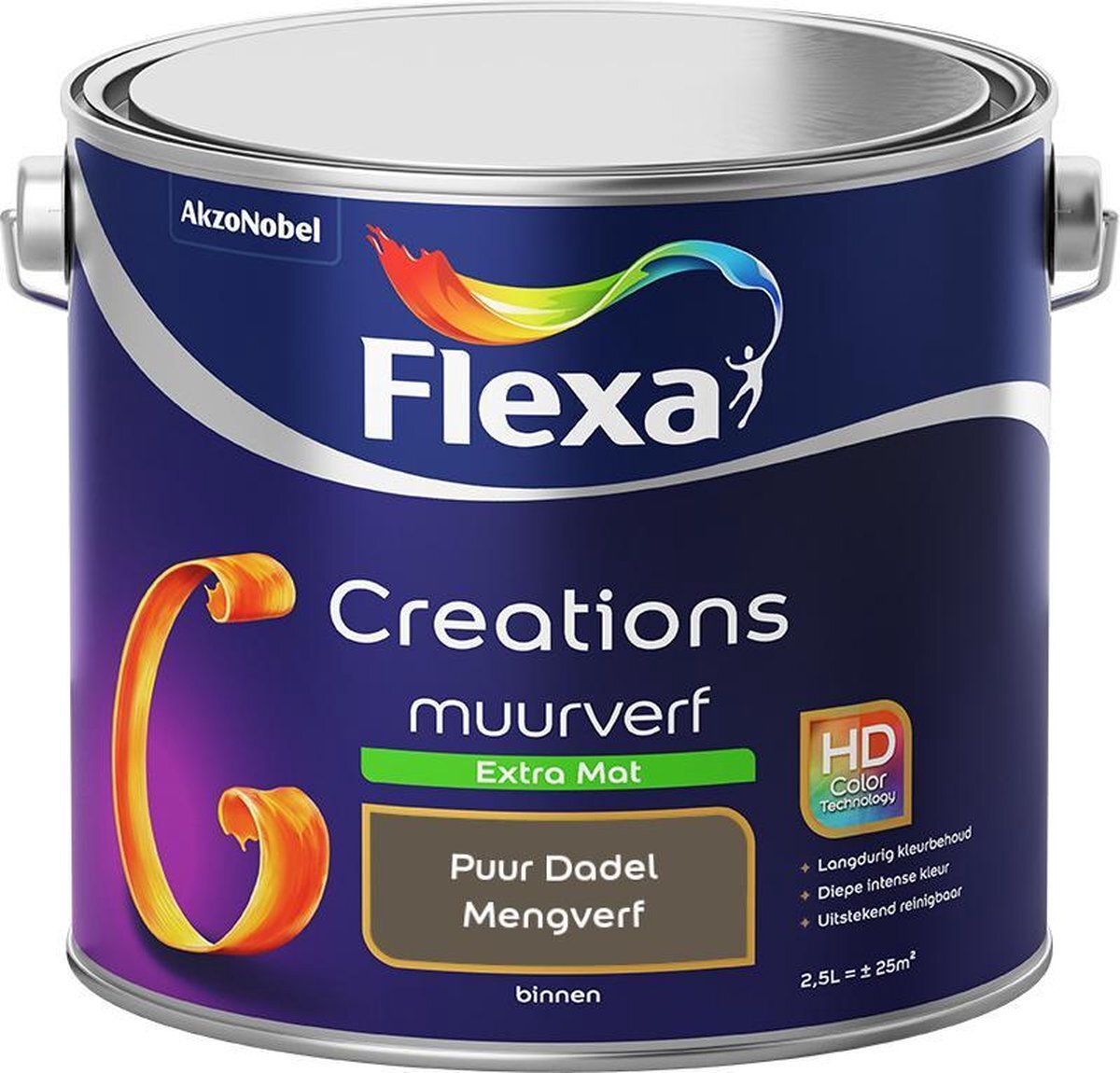 FLEXA Creations Muurverf - Extra Mat - Mengkleuren Collectie - Puur Dadel - 2,5 liter