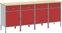 vidaXL Werkkast met lade - 4 stuks - Rood en Grijs - 200 x 55 x 85 cm