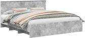 vidaXL Bedframe met hoofdeinde Beton Grijs 200 x 200 cm Bewerkt hout