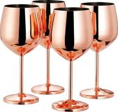 Oak & Steel – 4 RVS Wijnglazen, 540ml/21cm – Roségoud – Onbreekbaar