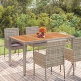 Prolenta Maison Exclusive - Table de jardin avec plateau en bois gris 150 x 90 x 75 cm en rotin synthétique