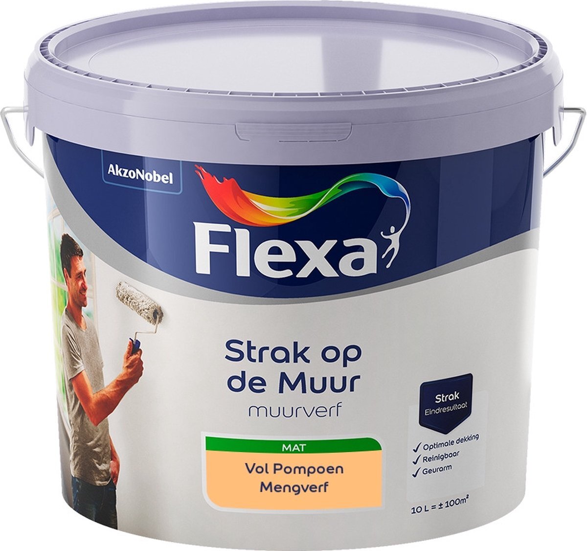 FLEXA Strak op de Muur Muurverf - Mat - Mengkleur - Vol Pompoen - 10 liter