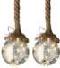 Lumineo Verlichte kerstballen - 2x - glas - aan touw - D10 cm - zilver - 15 led lampjes - warm wit