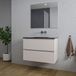 Saniclass Chaci Badkamermeubelset - 80x46x55cm - keramische wastafel zwart - 1 wasbak - zonder kraangat - 2 lades - rechthoekige spiegel - mat cotton (beige)