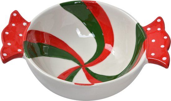 Clayre & Eef Soepkom 300 ml Rood Groen Keramiek Serveerkom